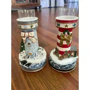 Danbury Mint Polar Lights Night Before Christmas & Artic Lights Candlesticks(2)